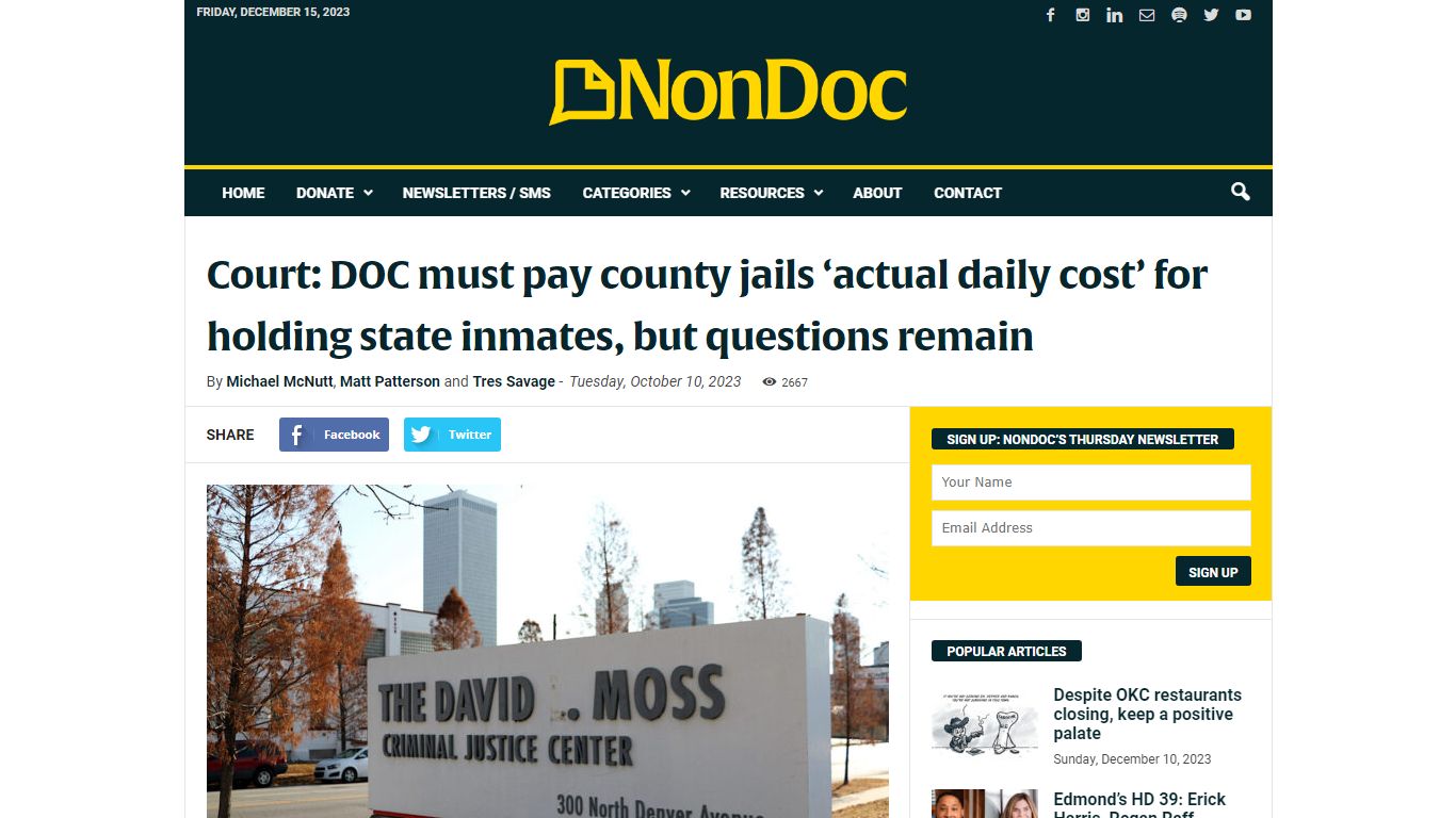 Court: DOC must pay county jails 'actual daily cost' for holding state ...
