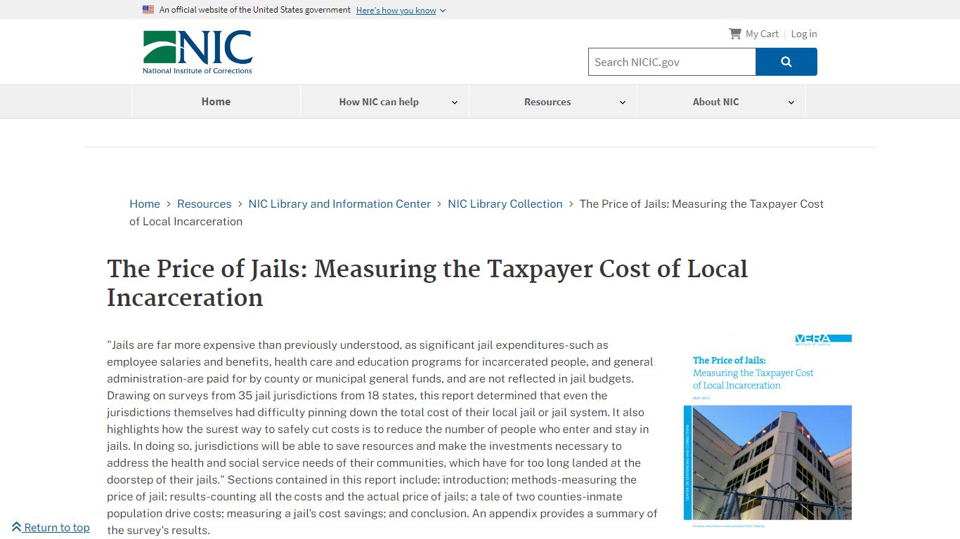 The Price of Jails: Measuring the Taxpayer Cost of Local Incarceration